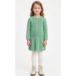 Baby Gap Sage Mint Green Cable Knit Drop Waist Sweater Dress 5T